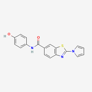 molecular formula C18H13N3O2S B14956885 N-(4-hydroxyphenyl)-2-(1H-pyrrol-1-yl)-1,3-benzothiazole-6-carboxamide 