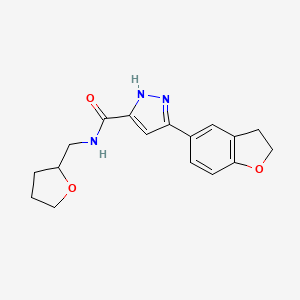 5-(2,3-dihydro-1-benzofuran-5-yl)-N-(tetrahydrofuran-2-ylmethyl)-1H-pyrazole-3-carboxamide