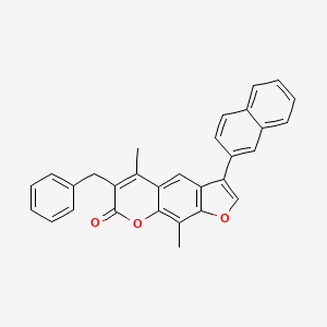 molecular formula C30H22O3 B14957155 6-benzyl-5,9-dimethyl-3-(naphthalen-2-yl)-7H-furo[3,2-g]chromen-7-one 