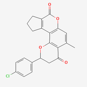 molecular formula C22H17ClO4 B14957267 2-(4-chlorophenyl)-5-methyl-10,11-dihydro-2H-cyclopenta[c]pyrano[2,3-f]chromene-4,8(3H,9H)-dione 