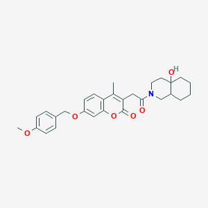 molecular formula C29H33NO6 B14957292 3-[2-(4a-hydroxyoctahydroisoquinolin-2(1H)-yl)-2-oxoethyl]-7-[(4-methoxybenzyl)oxy]-4-methyl-2H-chromen-2-one 