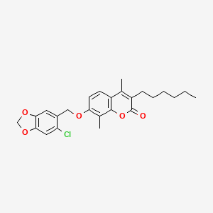 7-[(6-chloro-1,3-benzodioxol-5-yl)methoxy]-3-hexyl-4,8-dimethyl-2H-chromen-2-one