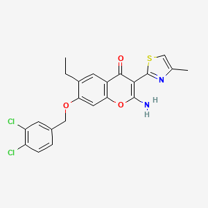 2-amino-7-[(3,4-dichlorobenzyl)oxy]-6-ethyl-3-(4-methyl-1,3-thiazol-2-yl)-4H-chromen-4-one