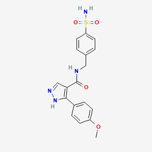 molecular formula C18H18N4O4S B14957513 5-(4-methoxyphenyl)-N-(4-sulfamoylbenzyl)-1H-pyrazole-4-carboxamide 