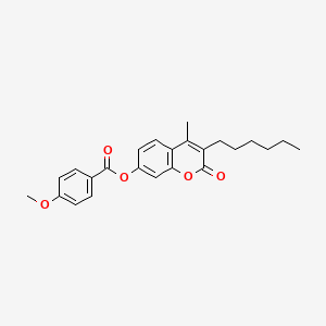 3-hexyl-4-methyl-2-oxo-2H-chromen-7-yl 4-methoxybenzoate