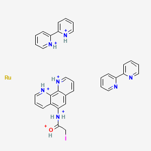 molecular formula C34H32IN7ORu+6 B1495774 (2-Iodo-1-oxoniumylideneethyl)-(1,10-phenanthroline-1,10-diium-5-yl)azanium;2-pyridin-1-ium-2-ylpyridin-1-ium;2-pyridin-2-ylpyridine;ruthenium 