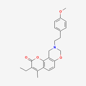 molecular formula C23H25NO4 B14957782 3-ethyl-9-(4-methoxyphenethyl)-4-methyl-9,10-dihydro-2H,8H-chromeno[8,7-e][1,3]oxazin-2-one 