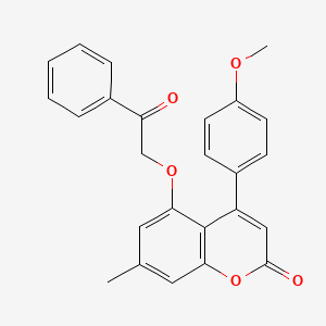 molecular formula C25H20O5 B14957797 4-(4-methoxyphenyl)-7-methyl-5-(2-oxo-2-phenylethoxy)-2H-chromen-2-one 