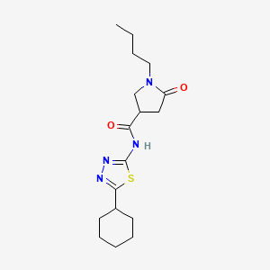 1-butyl-N-(5-cyclohexyl-1,3,4-thiadiazol-2-yl)-5-oxopyrrolidine-3-carboxamide