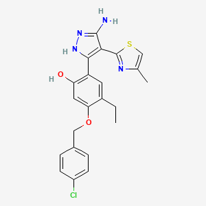 2-[5-amino-4-(4-methyl-1,3-thiazol-2-yl)-1H-pyrazol-3-yl]-5-[(4-chlorobenzyl)oxy]-4-ethylphenol