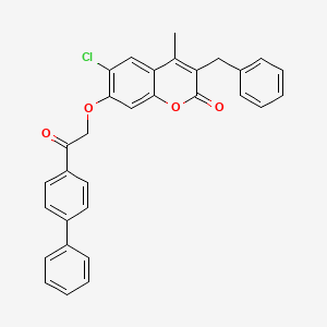 3-benzyl-7-[2-(biphenyl-4-yl)-2-oxoethoxy]-6-chloro-4-methyl-2H-chromen-2-one