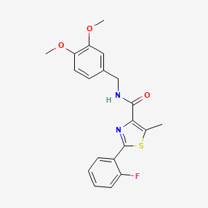 molecular formula C20H19FN2O3S B14957999 N-(3,4-dimethoxybenzyl)-2-(2-fluorophenyl)-5-methyl-1,3-thiazole-4-carboxamide 