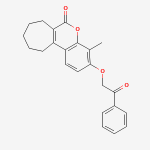 molecular formula C23H22O4 B14958038 4-methyl-3-(2-oxo-2-phenylethoxy)-8,9,10,11-tetrahydrocyclohepta[c]chromen-6(7H)-one 