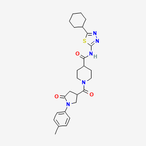 molecular formula C26H33N5O3S B14958099 N-(5-cyclohexyl-1,3,4-thiadiazol-2-yl)-1-{[1-(4-methylphenyl)-5-oxopyrrolidin-3-yl]carbonyl}piperidine-4-carboxamide 