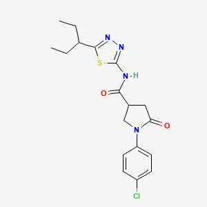 molecular formula C18H21ClN4O2S B14958142 1-(4-chlorophenyl)-5-oxo-N-[5-(pentan-3-yl)-1,3,4-thiadiazol-2-yl]pyrrolidine-3-carboxamide 