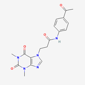 molecular formula C18H19N5O4 B14958186 N-(4-acetylphenyl)-3-(1,3-dimethyl-2,6-dioxo-1,2,3,6-tetrahydro-7H-purin-7-yl)propanamide 