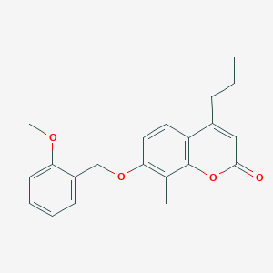 molecular formula C21H22O4 B14958216 7-[(2-methoxybenzyl)oxy]-8-methyl-4-propyl-2H-chromen-2-one 