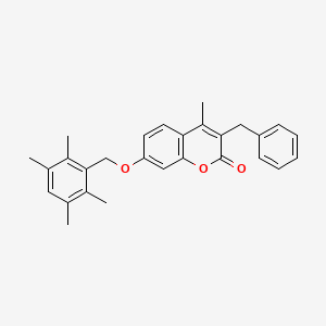 molecular formula C28H28O3 B14958265 3-benzyl-4-methyl-7-[(2,3,5,6-tetramethylbenzyl)oxy]-2H-chromen-2-one 