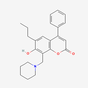 molecular formula C24H27NO3 B14958328 7-hydroxy-4-phenyl-8-(piperidinomethyl)-6-propyl-2H-chromen-2-one 