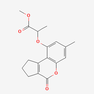 molecular formula C17H18O5 B14958447 Methyl 2-[(7-methyl-4-oxo-1,2,3,4-tetrahydrocyclopenta[c]chromen-9-yl)oxy]propanoate 