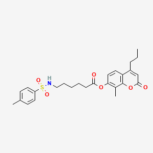 8-methyl-2-oxo-4-propyl-2H-chromen-7-yl 6-{[(4-methylphenyl)sulfonyl]amino}hexanoate