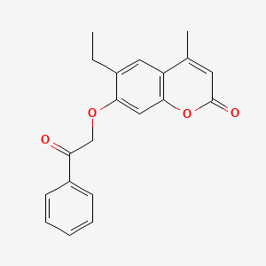 molecular formula C20H18O4 B14958664 6-Ethyl-4-methyl-7-(2-oxo-2-phenylethoxy)chromen-2-one 