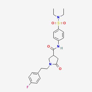 molecular formula C23H28FN3O4S B14958680 N-[4-(diethylsulfamoyl)phenyl]-1-[2-(4-fluorophenyl)ethyl]-5-oxopyrrolidine-3-carboxamide 