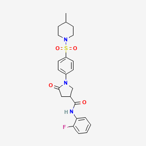 molecular formula C23H26FN3O4S B14958682 N-(2-fluorophenyl)-1-{4-[(4-methylpiperidin-1-yl)sulfonyl]phenyl}-5-oxopyrrolidine-3-carboxamide 