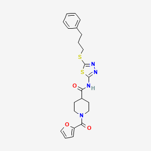 1-(furan-2-ylcarbonyl)-N-{5-[(3-phenylpropyl)sulfanyl]-1,3,4-thiadiazol-2-yl}piperidine-4-carboxamide