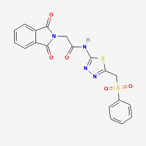 molecular formula C19H14N4O5S2 B14958859 2-(1,3-dioxo-1,3-dihydro-2H-isoindol-2-yl)-N-{5-[(phenylsulfonyl)methyl]-1,3,4-thiadiazol-2-yl}acetamide 