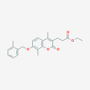 molecular formula C24H26O5 B14958905 ethyl 3-{4,8-dimethyl-7-[(2-methylbenzyl)oxy]-2-oxo-2H-chromen-3-yl}propanoate 