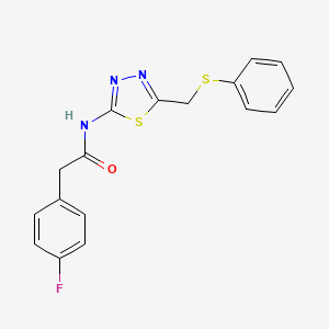 2-(4-fluorophenyl)-N-{5-[(phenylsulfanyl)methyl]-1,3,4-thiadiazol-2-yl}acetamide