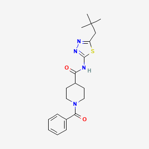 1-benzoyl-N-[5-(2,2-dimethylpropyl)-1,3,4-thiadiazol-2-yl]piperidine-4-carboxamide