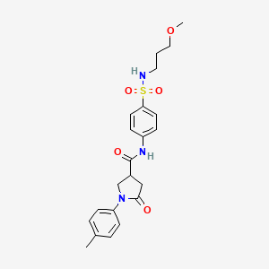 molecular formula C22H27N3O5S B14958963 N-{4-[(3-methoxypropyl)sulfamoyl]phenyl}-1-(4-methylphenyl)-5-oxopyrrolidine-3-carboxamide 