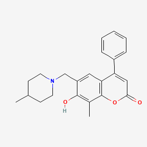 molecular formula C23H25NO3 B14959005 7-hydroxy-8-methyl-6-[(4-methylpiperidin-1-yl)methyl]-4-phenyl-2H-chromen-2-one 