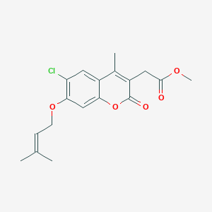 methyl 2-{6-chloro-4-methyl-7-[(3-methyl-2-butenyl)oxy]-2-oxo-2H-chromen-3-yl}acetate