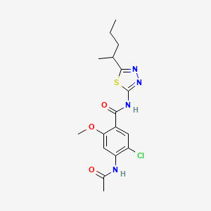 molecular formula C17H21ClN4O3S B14959074 4-(acetylamino)-5-chloro-2-methoxy-N-[5-(pentan-2-yl)-1,3,4-thiadiazol-2-yl]benzamide 