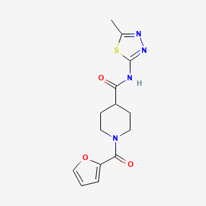 molecular formula C14H16N4O3S B14959077 1-(furan-2-carbonyl)-N-(5-methyl-1,3,4-thiadiazol-2-yl)piperidine-4-carboxamide 