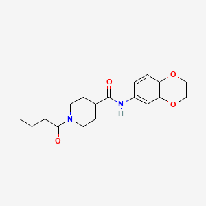 1-butanoyl-N-(2,3-dihydro-1,4-benzodioxin-6-yl)piperidine-4-carboxamide