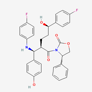 molecular formula C33H30F2N2O5 B1495923 (S)-3-((2R,5R)-5-(4-fluorophenyl)-2-((S)-(4-fluorophenylamino)(4-hydroxyphenyl)methyl)-5-hydroxypentanoyl)-4-phenyloxazolidin-2-one 