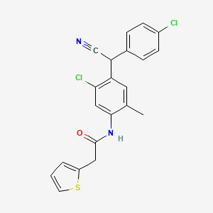 molecular formula C21H16Cl2N2OS B14959236 N-{5-chloro-4-[(4-chlorophenyl)(cyano)methyl]-2-methylphenyl}-2-(thiophen-2-yl)acetamide 