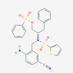 molecular formula C27H25N3O5S3 B1495928 (R)-2-(N-(2-Amino-5-cyanobenzyl)thiophene-2-sulfonamido)-3-phenylpropyl benzenesulfonate 