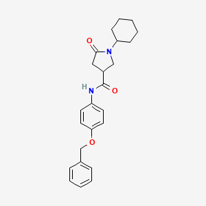 molecular formula C24H28N2O3 B14959355 N-[4-(benzyloxy)phenyl]-1-cyclohexyl-5-oxopyrrolidine-3-carboxamide 