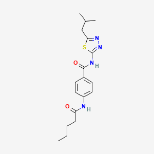 N-[5-(2-methylpropyl)-1,3,4-thiadiazol-2-yl]-4-(pentanoylamino)benzamide