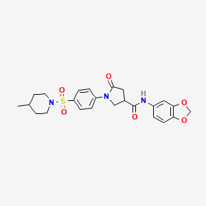 N-(1,3-benzodioxol-5-yl)-1-{4-[(4-methylpiperidin-1-yl)sulfonyl]phenyl}-5-oxopyrrolidine-3-carboxamide