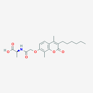 molecular formula C22H29NO6 B14959435 N-{[(3-hexyl-4,8-dimethyl-2-oxo-2H-chromen-7-yl)oxy]acetyl}-L-alanine 