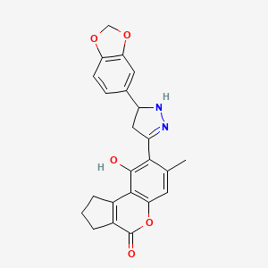 8-[5-(1,3-benzodioxol-5-yl)-4,5-dihydro-1H-pyrazol-3-yl]-9-hydroxy-7-methyl-2,3-dihydrocyclopenta[c]chromen-4(1H)-one