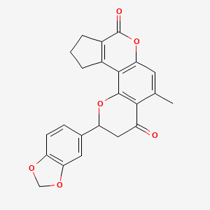 molecular formula C23H18O6 B14959517 2-(1,3-benzodioxol-5-yl)-5-methyl-10,11-dihydro-2H-cyclopenta[c]pyrano[2,3-f]chromene-4,8(3H,9H)-dione 