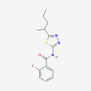 molecular formula C14H16FN3OS B14959585 2-fluoro-N-[5-(pentan-2-yl)-1,3,4-thiadiazol-2-yl]benzamide 