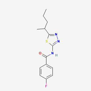 4-fluoro-N-[5-(pentan-2-yl)-1,3,4-thiadiazol-2-yl]benzamide